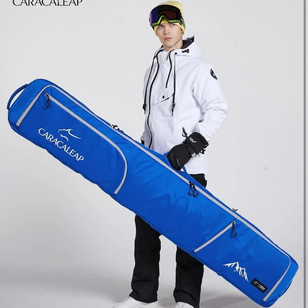 Ski Snowboard Bag Fully Padded for Air Travel 2 pair, Double Size 195CM